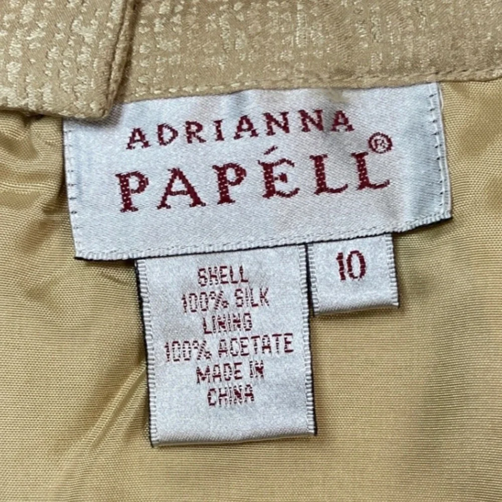 Adrianna Papell Womens 10‎ Silk Midi Pencil Skirt Champagne Gold Metallic Sz 10